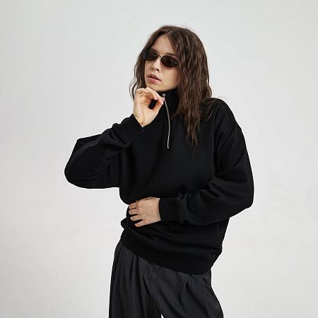 Толстовка на молнии унисекс FLOW, темно-синяя