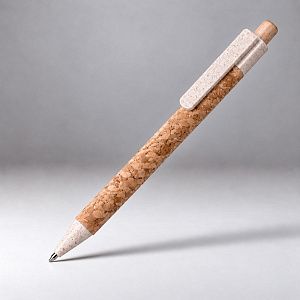 Ручка из пробки и переработанной пшеницы шариковая «Mira», цвет: коричневый, бежевый