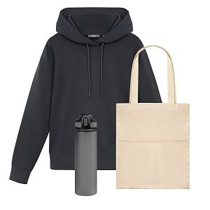 Набор с одеждой ALEX (худи, бутылка, шоппер), серый, XL