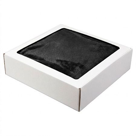 Плед мягкий флисовый Super Soft  Comfort, 125*150 см, черный, в подарочной белой крафтовой коробке с окошком