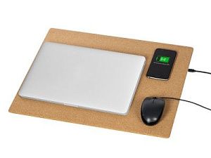 Пробковый коврик для рабочего места с беспроводной зарядкой «Querсus», цвет: натуральный