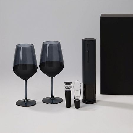 Подарочный набор 2 бокала для вина Black Edition + набор для вина Sacramento в черной коробке