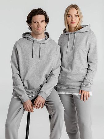Толстовка с капюшоном унисекс Hoodie, серый меланж, размер S