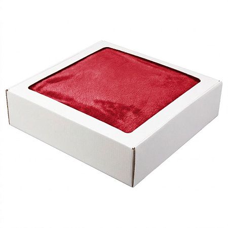 Плед мягкий флисовый Super Soft  Comfort, 125*150 см, красный, в подарочной белой крафтовой коробке с окошком