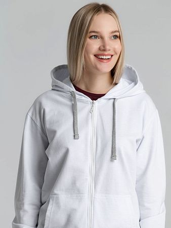 Толстовка на молнии с капюшоном Unit Siverga, белая, размер S
