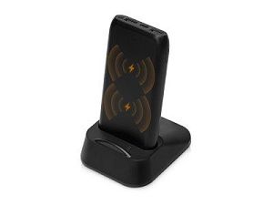 Беспроводное портативное зарядное устройство с зарядной станцией «UnIQ», 10000 mAh, цвет: черный