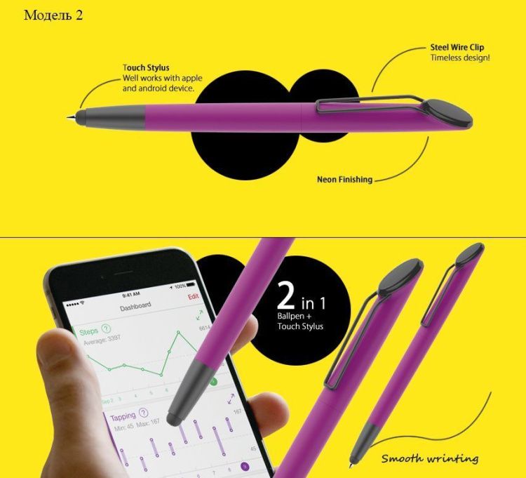 Ручки с полимерной наклейкой, пластиковые