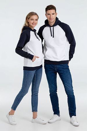 Толстовка унисекс Seattle, белая с темно-синим, размер S