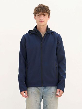 Куртка софтшелл с капюшоном мужская Race Men, темно-синяя, размер S