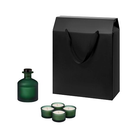 Подарочный набор Sento, Mizu, зеленый (свечи, диффузор)