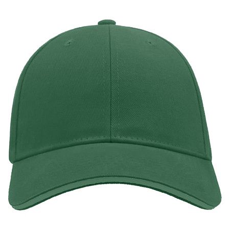 Кепка 6-панельная Greenwich 350, c темно-зеленым сендвичем, темно-зеленая