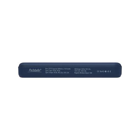 Внешний аккумулятор Ларго PD (Largo PD) 5000mAh с функцией беспроводной зарядки 15W, синий
