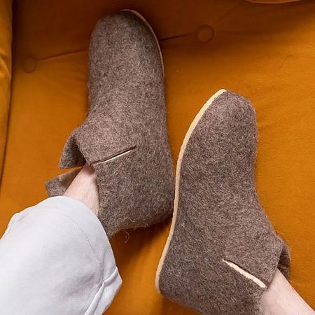 Домашние валенки Wild, серо-коричневые (натуральные), размер 46