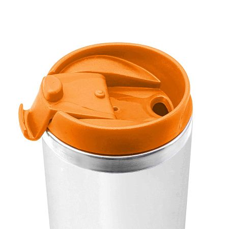 Термокружка NEXT WHITE 350мл. Белая с оранжевой крышкой 6042.05