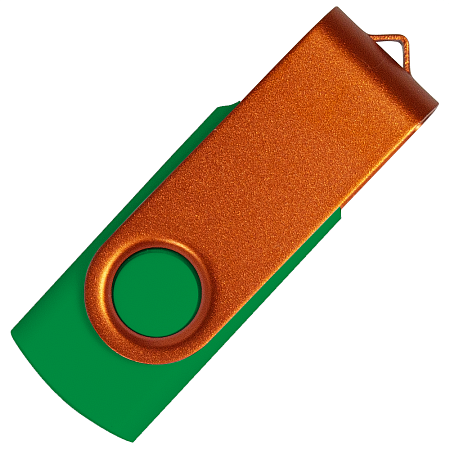 Флеш накопитель USB 2.0 Twister Сolor Mix 16GB, пластик Софт Тач/металл, зеленый/оранжевый