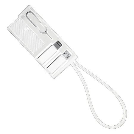 Кабель зарядный выдвижной USB Ultra Link  60W 3-в-1 на Lightning, Micro-USB, Type-C «U50» 2,4 A, Quick Charge в пластиковом футляре, белый