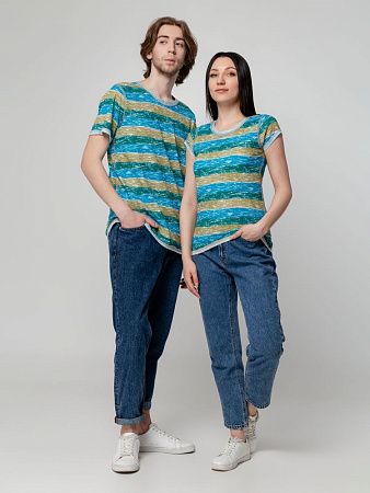 Футболка женская Rayet Lady двусторонняя, голубая с зеленым, размер S