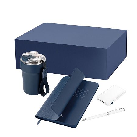 Подарочный набор Монако (Monaco), синий (термокружка, аккумулятор, ежедневник, ручка)