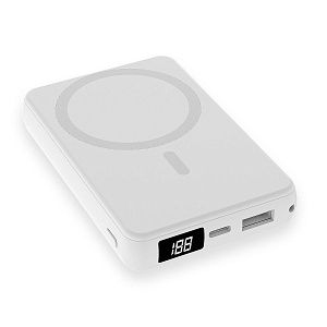 Магнитный внешний аккумулятор Quantum с беспроводной зарядкой (15W), 10000 Mah, белый