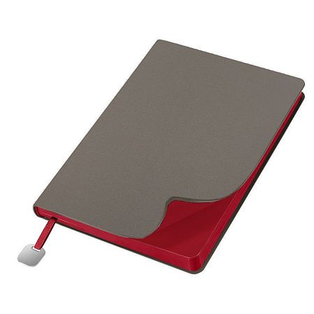 Ежедневник Flexy Velours de Soie Color А5, темно-серый-красный, недатированный, в гибкой обложке