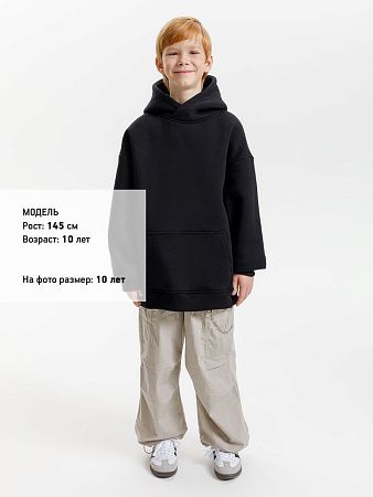Худи детское оверсайз Junipero, черное, размер 8 лет (122-128 см)