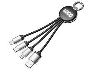 Зарядный кабель 3-в-1 с подсветкой лого «Ion mini», цвет: черный