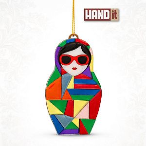 Ёлочная игрушка Матрешка с мозаикой