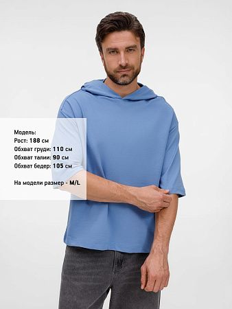 Футболка оверсайз унисекс с капюшоном Neofit, синяя, размер XL/2XL