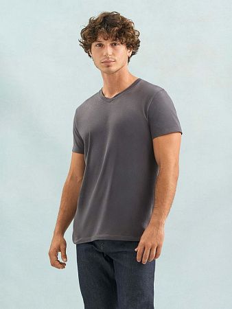 Футболка унисекс Regent с V-образным вырезом, темно-серая, размер XS
