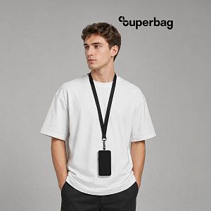 Лента для бейджа Flat, с карабином и держателем для телефона