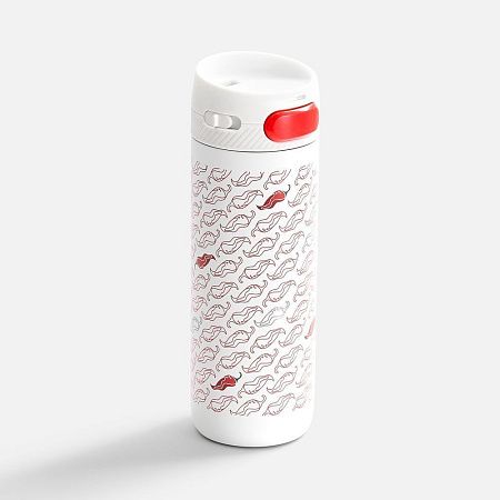 Термостакан X1 с цветной кнопкой, белый с оранжевым