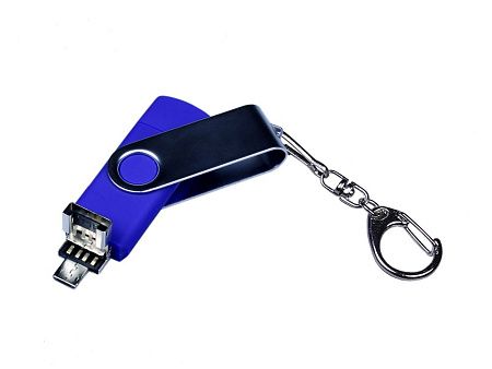 USB 2.0/micro USB/Type-C- флешка на 32 Гб c поворотным механизмом