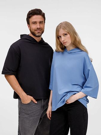 Футболка оверсайз унисекс с капюшоном Neofit, черная, размер M/L