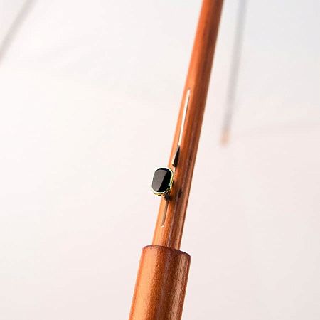 Зонт-трость с деревянной ручкой, полуавтомат; белый; D=103 см, L=90см; полиэстер