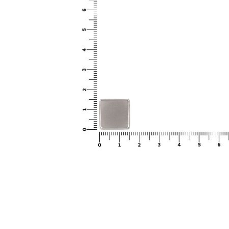 Квадратный шильдик на резинку Epoxi, матовый серебристый