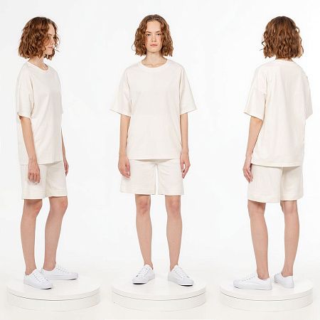 Футболка унисекс оверсайз T3, молочно-белая, размер M/L