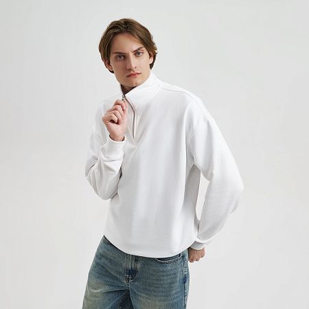 Толстовка на молнии унисекс Флоу (Flow), белая, размер M/L