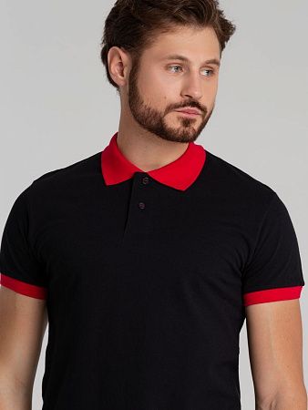 Рубашка поло Prince 190, черная с красным, размер XXL