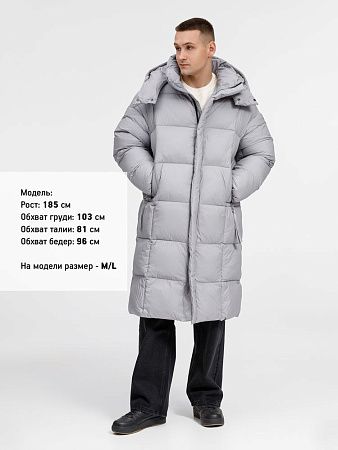 Пуховик унисекс Kapsula, серый, размер XL/2XL