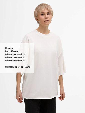 Футболка унисекс оверсайз T1, молочно-белая, размер M/L