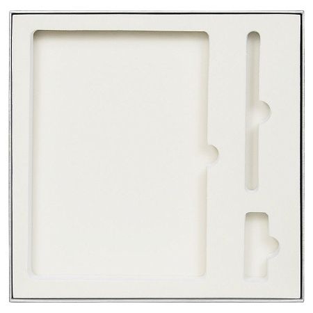 Коробка подарочная Solution Superior Linen под ежедневник, ручку и флешку, серебро, 25,7x25,7 см, бежевый ложемент