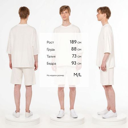 Футболка унисекс оверсайз T1, молочно-белая, размер M/L