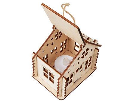 Деревянная подвеска на елку с подсветкой «Lumihut»