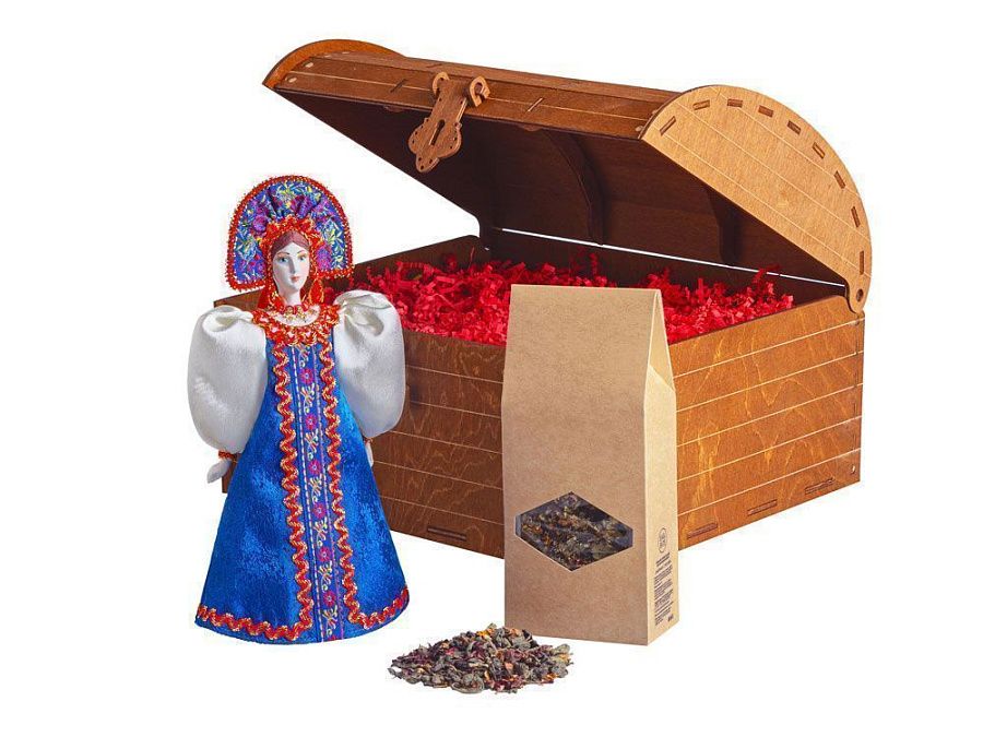 Подарочный набор: кукла фарфоровая, чай "Малина с мятой"