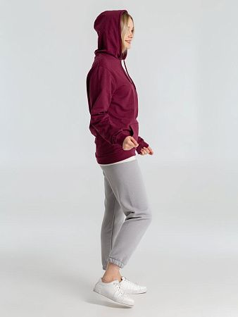 Толстовка с капюшоном унисекс Hoodie, бордовая, размер XS