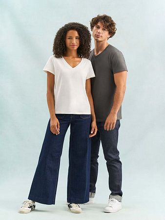 Футболка унисекс Regent с V-образным вырезом, темно-серая, размер XS