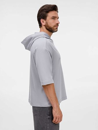Футболка оверсайз унисекс с капюшоном Neofit, светло-серая, размер XL/2XL