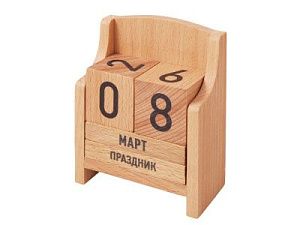 «Вечный» календарь из бука, цвет: натуральный