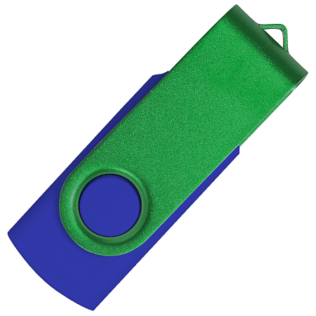 Флеш накопитель USB 2.0 Twister Сolor Mix 16GB, пластик Софт Тач/металл, синий/зеленый