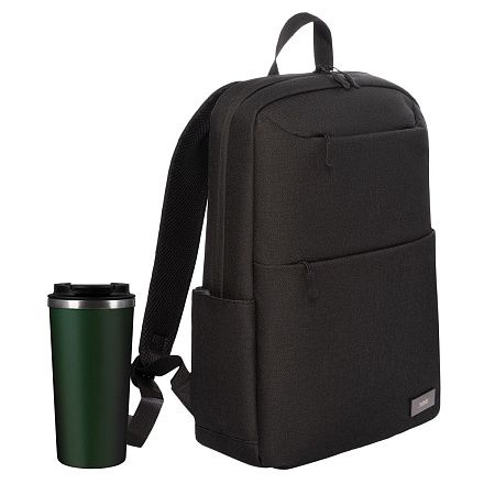 Подарочный набор Palermo, Forst, черный/зеленый (рюкзак, термокружка)